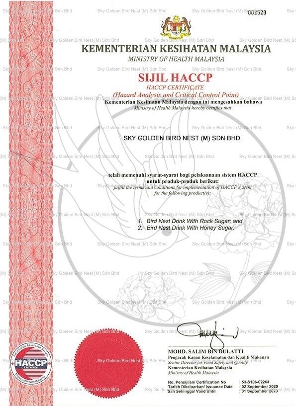 golden bird nest HACCP (MOH)
